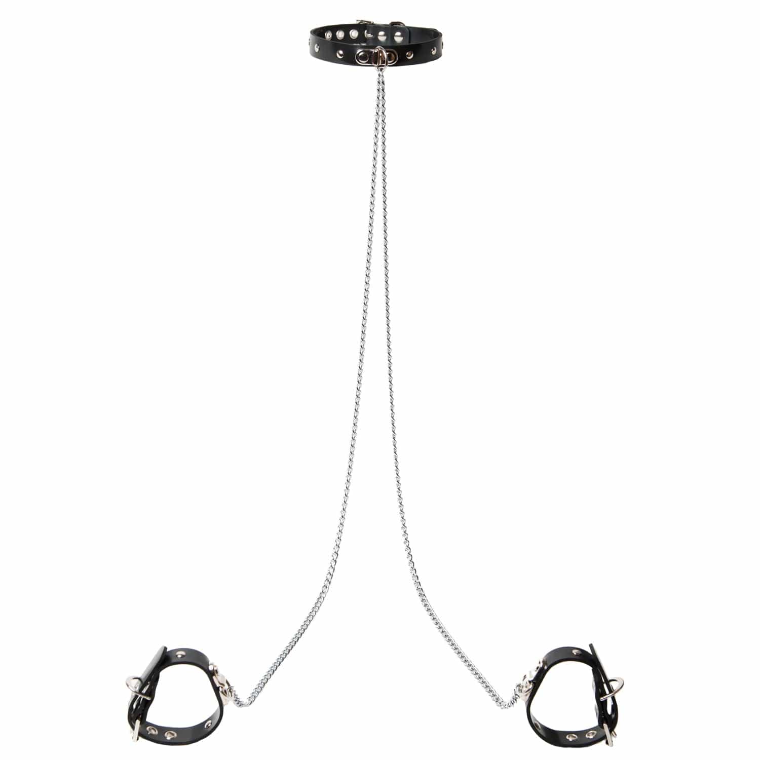 Leather Princess Bondage Collar Cuffs & Chain Set - Image 3