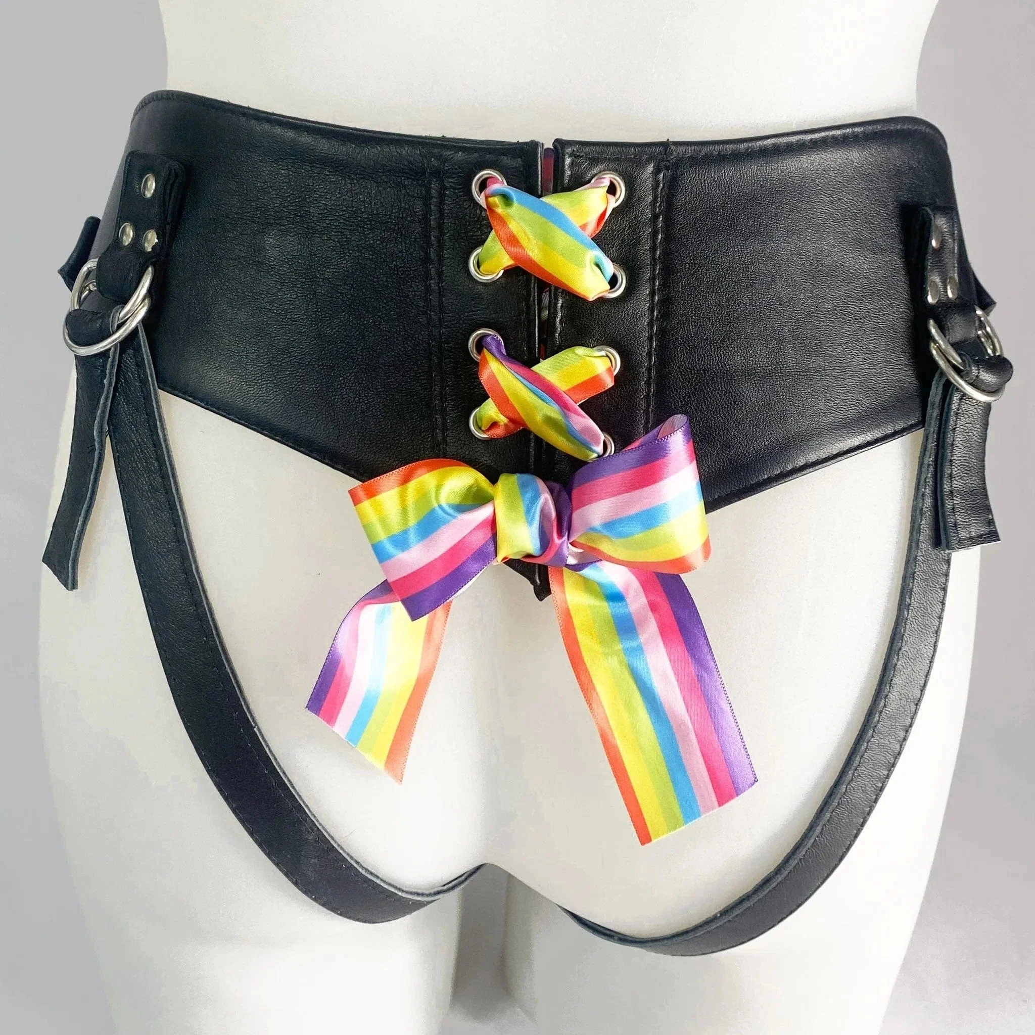 Sh! Pride Rainbow Corset-Back Strap On Harness - Image 3