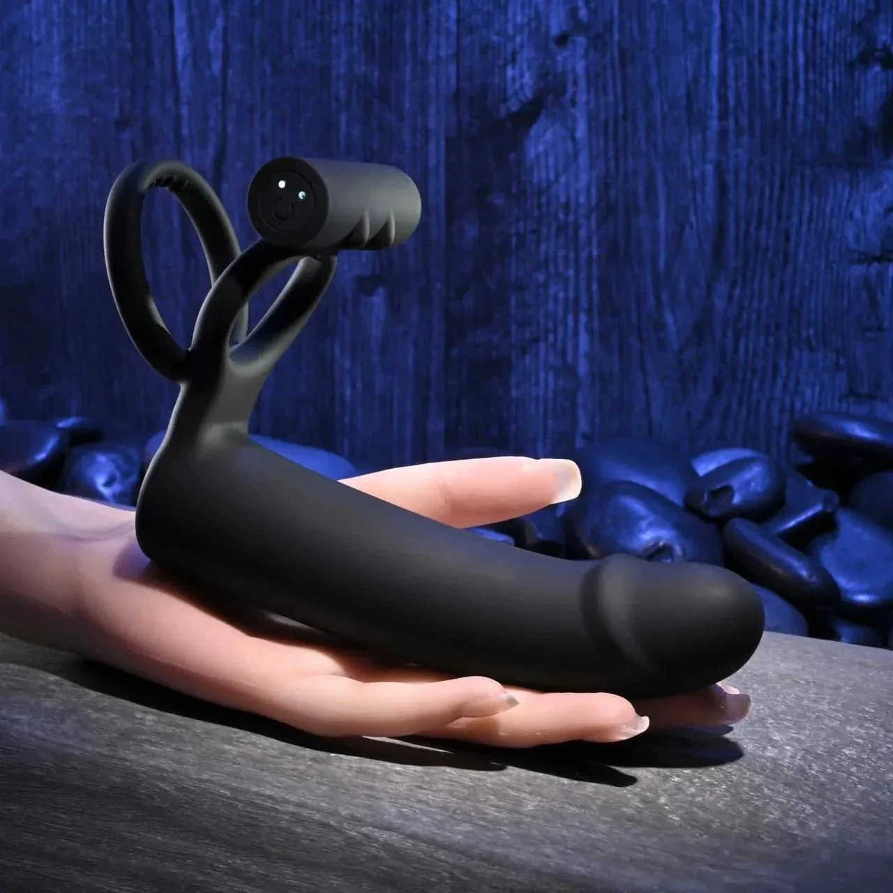 Double Penetration Vibrating Dildo & Cock Ring - Image 2
